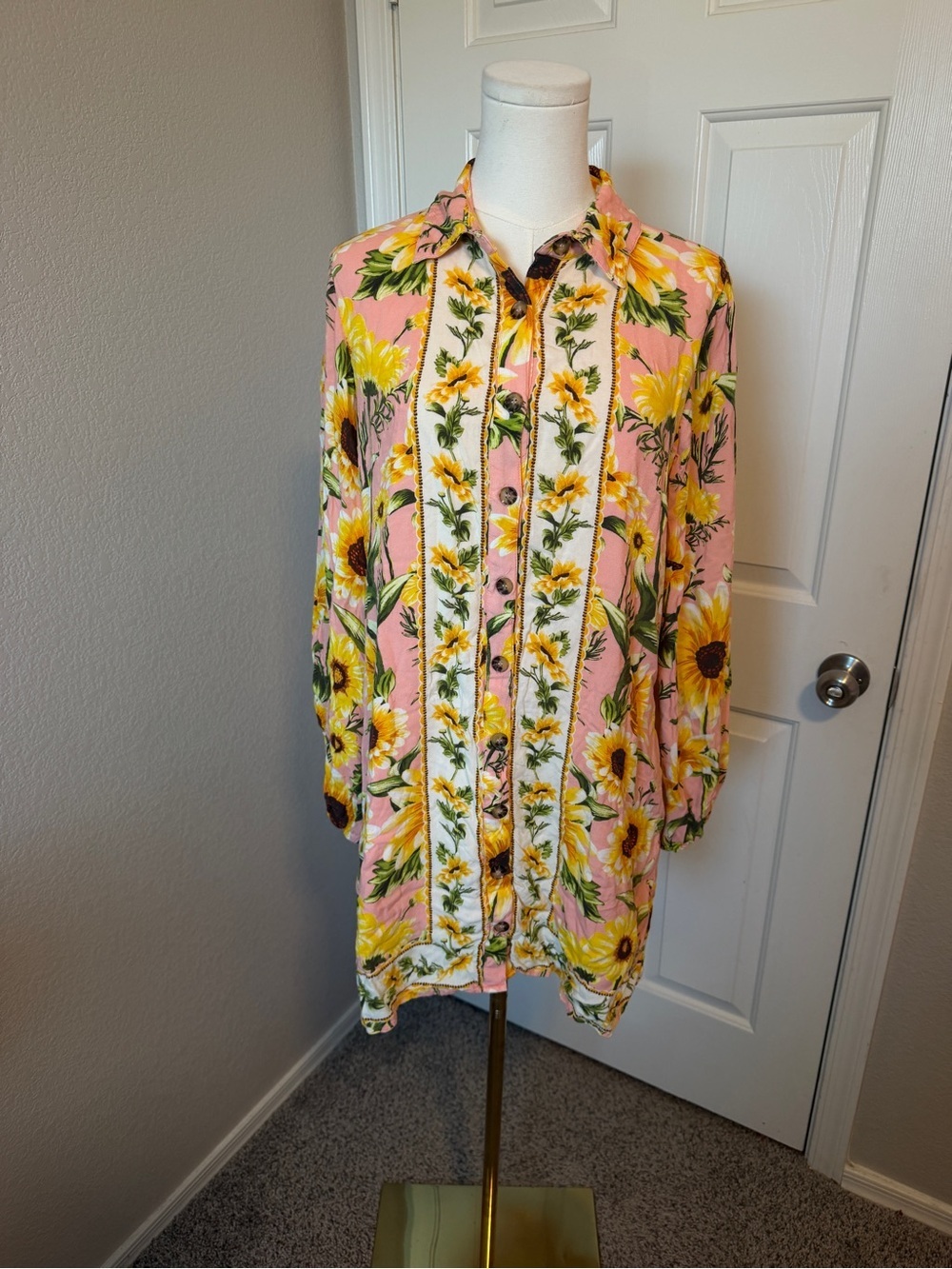 Farm Rio x Anthropologie long sleeve button-front mini dress - Picture 2 of 6
